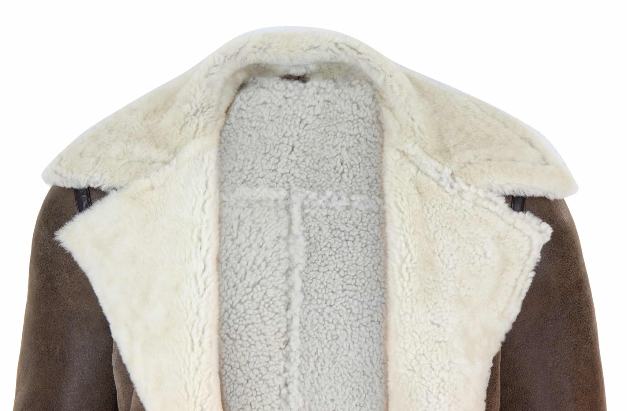 Chaqueta vintage de piel de oveja marrón para hombre
