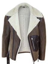 Chaqueta vintage de piel de oveja marrón para hombre