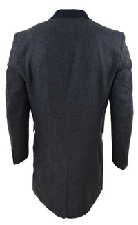 Abrigo largo de 3/4 de largo con estampado de espiga de tweed - Carbón