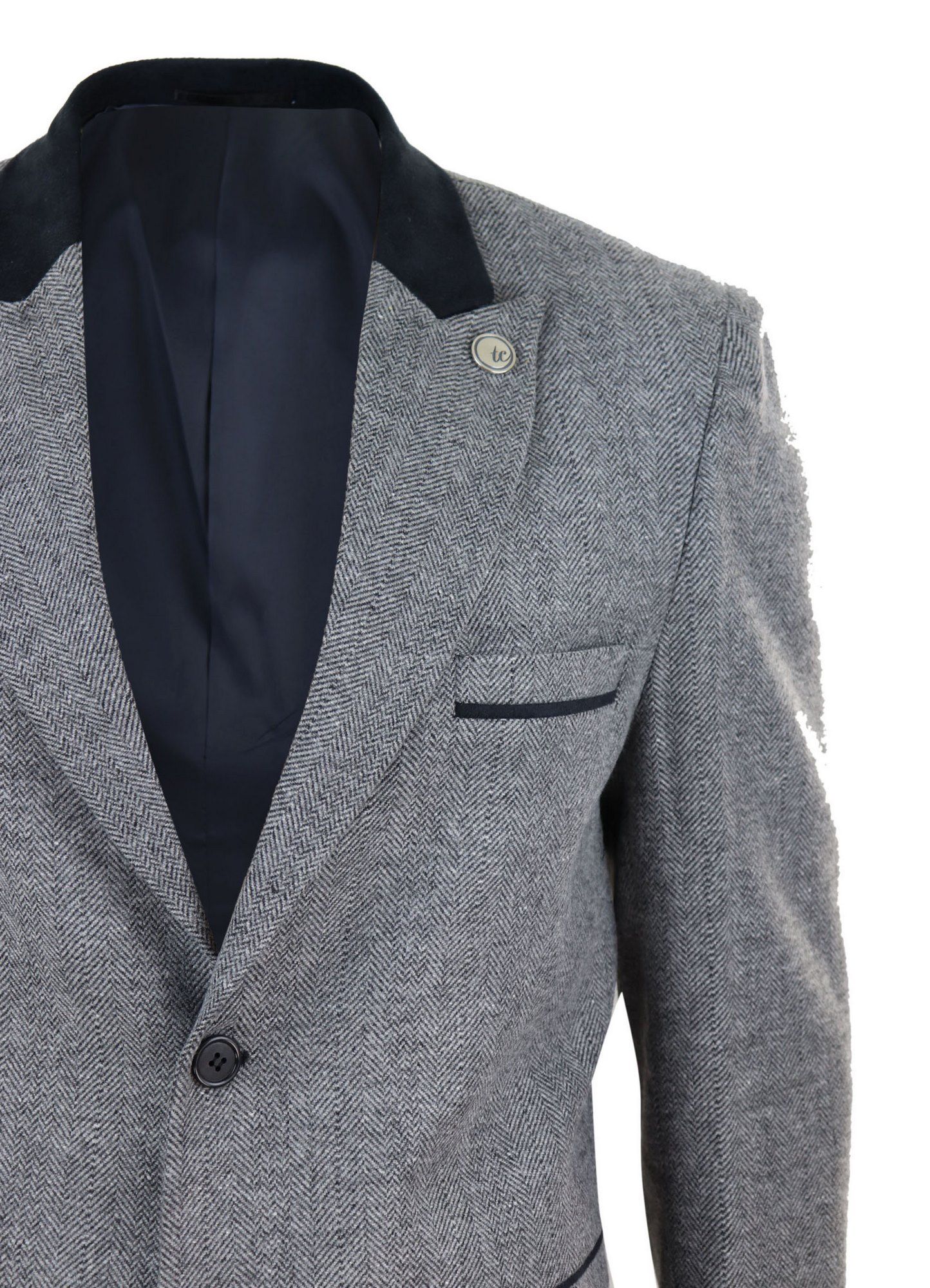 Abrigo largo de 3/4 de largo con estampado de espiga en tweed - Gris