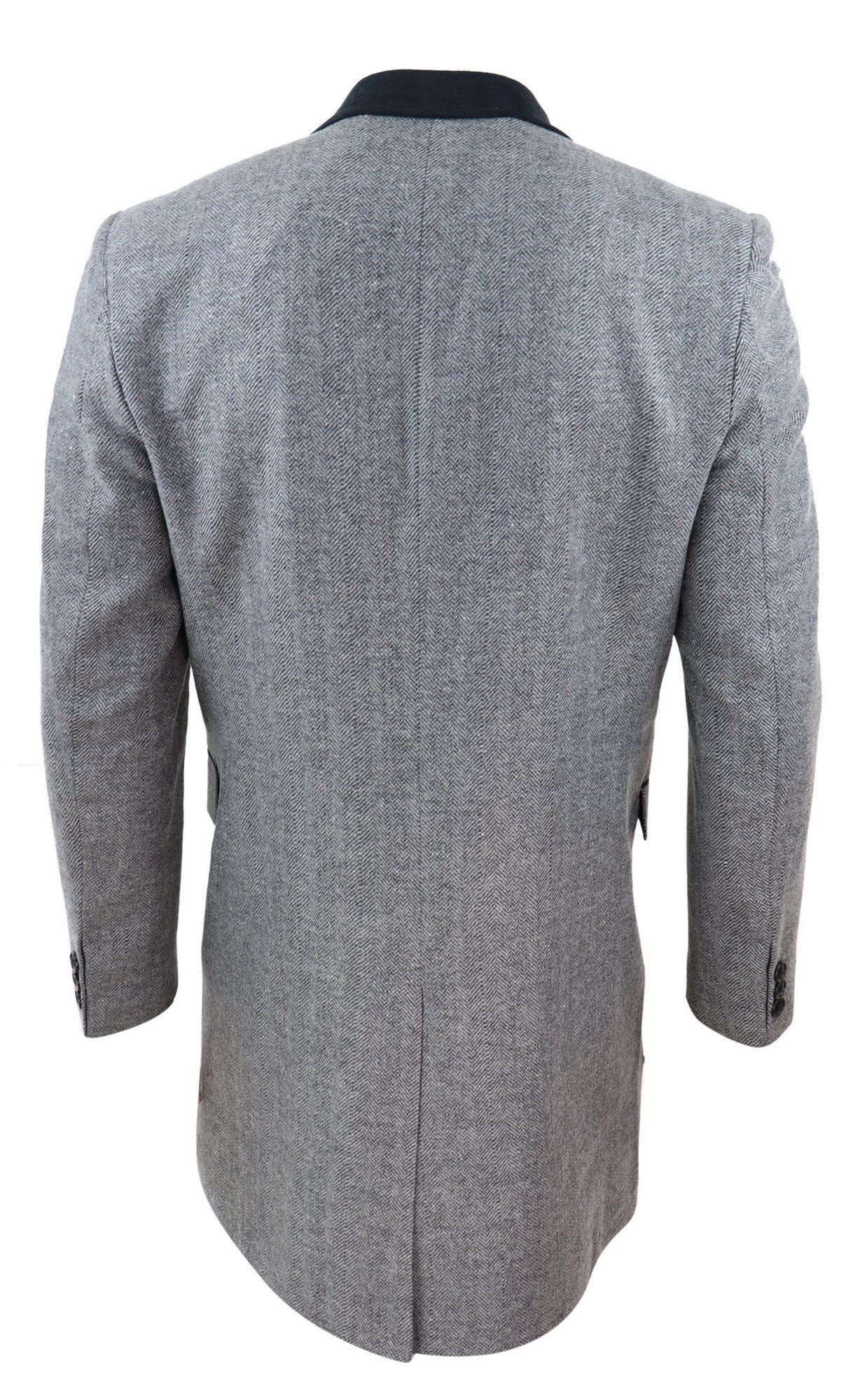 Abrigo largo de 3/4 de largo con estampado de espiga en tweed - Gris