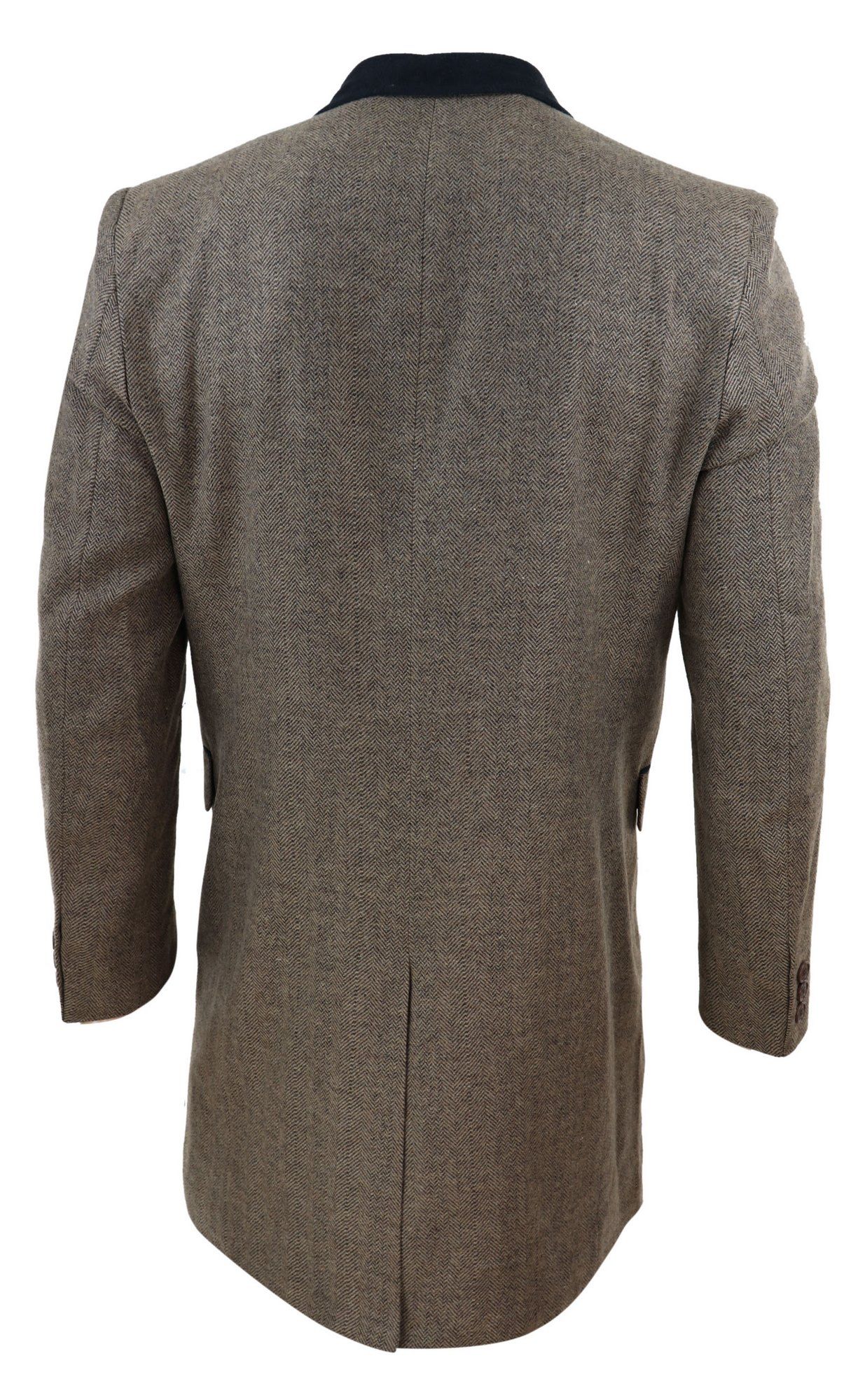 Abrigo largo de 3/4 de largo con estampado de espiga de tweed - Roble