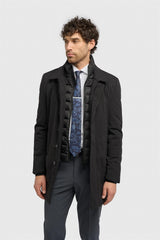Heston - Abrigo negro acolchado ligero e informal para hombre