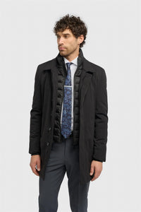 Heston - Abrigo negro acolchado ligero e informal para hombre