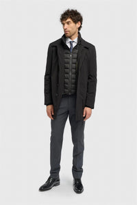 Heston - Abrigo negro acolchado ligero e informal para hombre