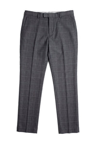 Hobbs - Pantalones grises a cuadros para hombre, estilo vintage retro, elegantes para bodas