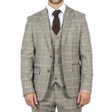 Hode - Blazer de corte entallado para hombre, estampado a cuadros marrón