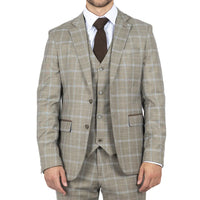 Hode - Blazer de corte entallado para hombre, estampado a cuadros marrón