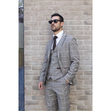 Hode - Blazer de corte entallado para hombre, estampado a cuadros marrón