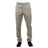 Hode - Pantalones formales de cuadros marrones para hombre
