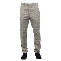 Hode - Pantalones formales de cuadros marrones para hombre