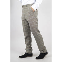 Hode - Pantalones formales de cuadros marrones para hombre