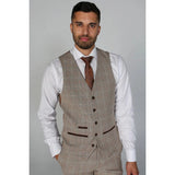 Holanda - Chaleco de cuadros beige para hombre
