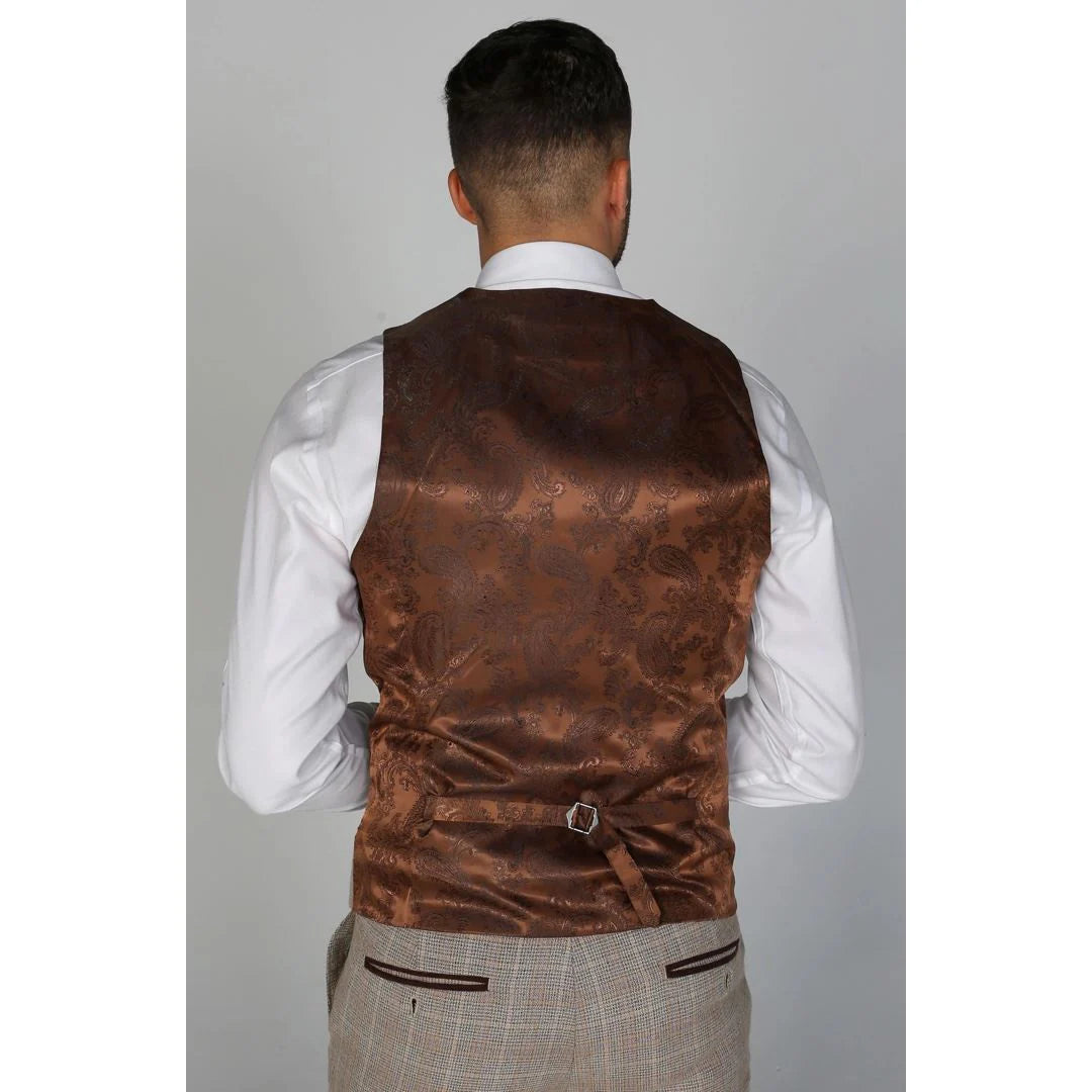 Holanda - Chaleco de cuadros beige para hombre