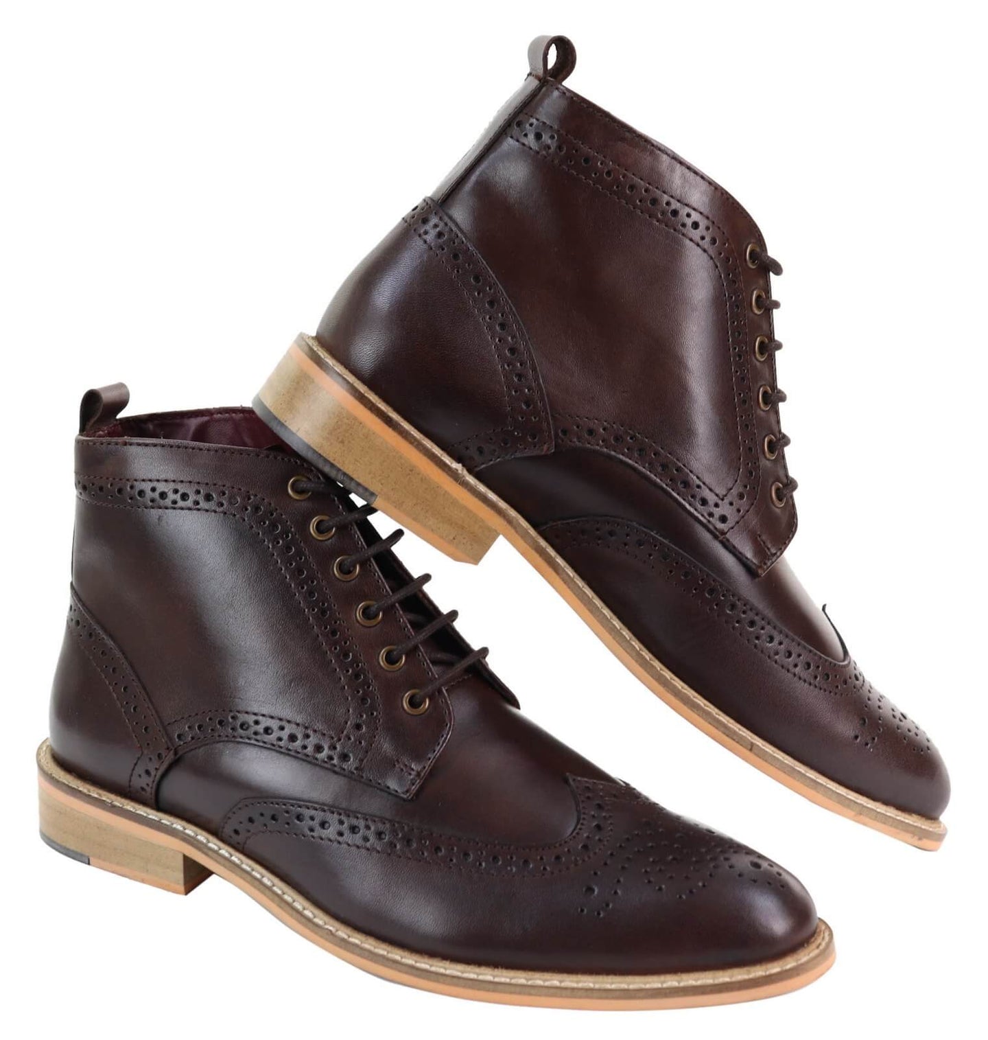 Botines Brogue para hombre color marrón