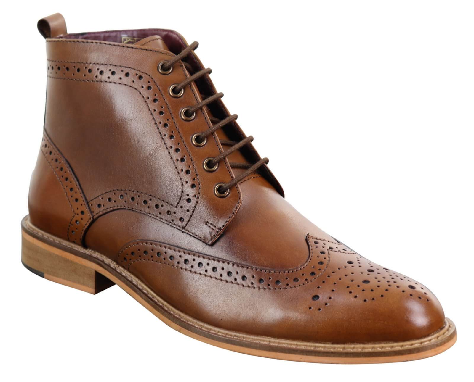 Botines Brogue para hombre color tostado