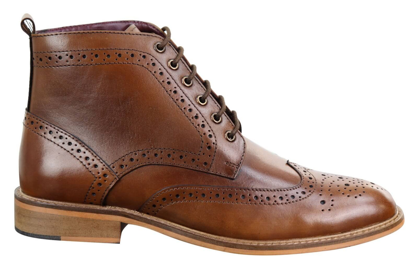 Botines Brogue para hombre color tostado