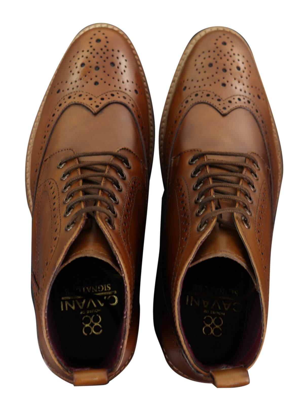 Botines Brogue para hombre color tostado