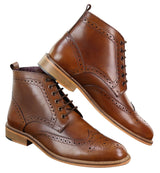 Botines Brogue para hombre color tostado