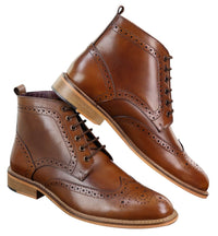 Botines Brogue para hombre color tostado