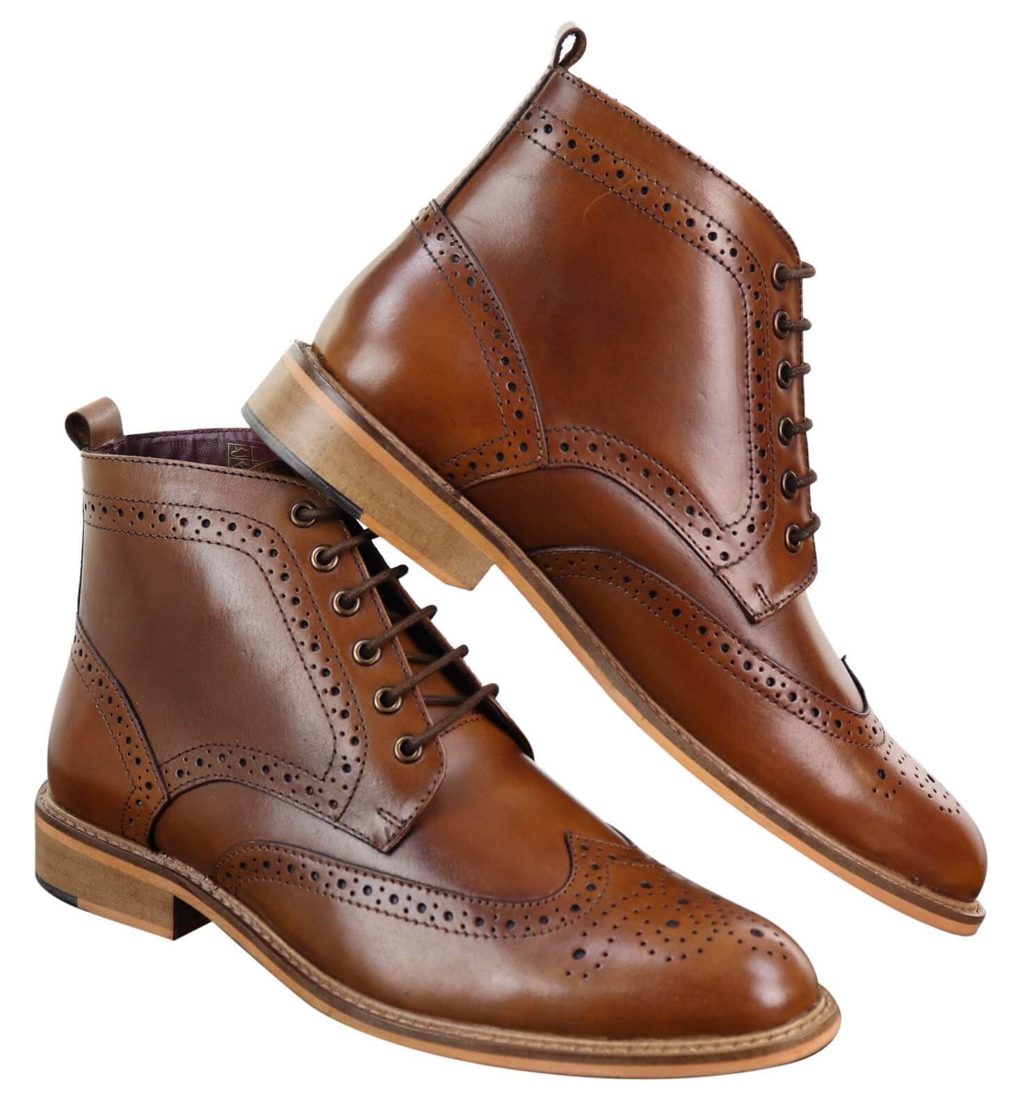 Botines Brogue para hombre color tostado