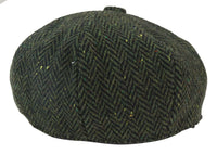 Gorra de hombre de 8 paneles de tweed con espiga, color oliva.
