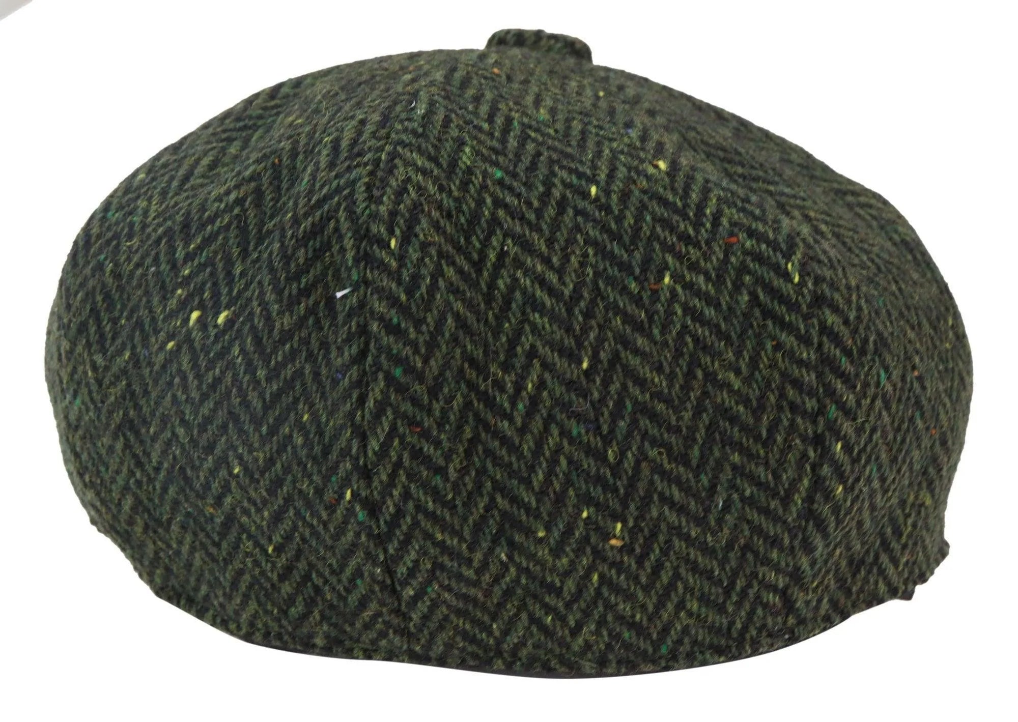 Gorra de hombre de 8 paneles de tweed con espiga, color oliva.