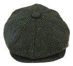 Gorra de hombre de 8 paneles de tweed con espiga, color oliva.