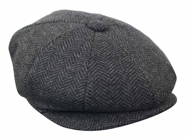 HT6316 - Gorro de hombre de tweed con estampado de espiga estilo Peaky Blinders