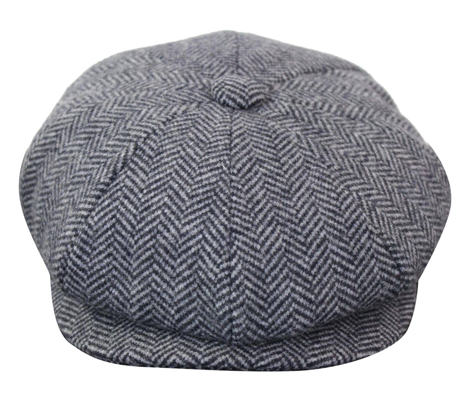 HT6316 - Gorro de hombre de tweed con estampado de espiga estilo Peaky Blinders