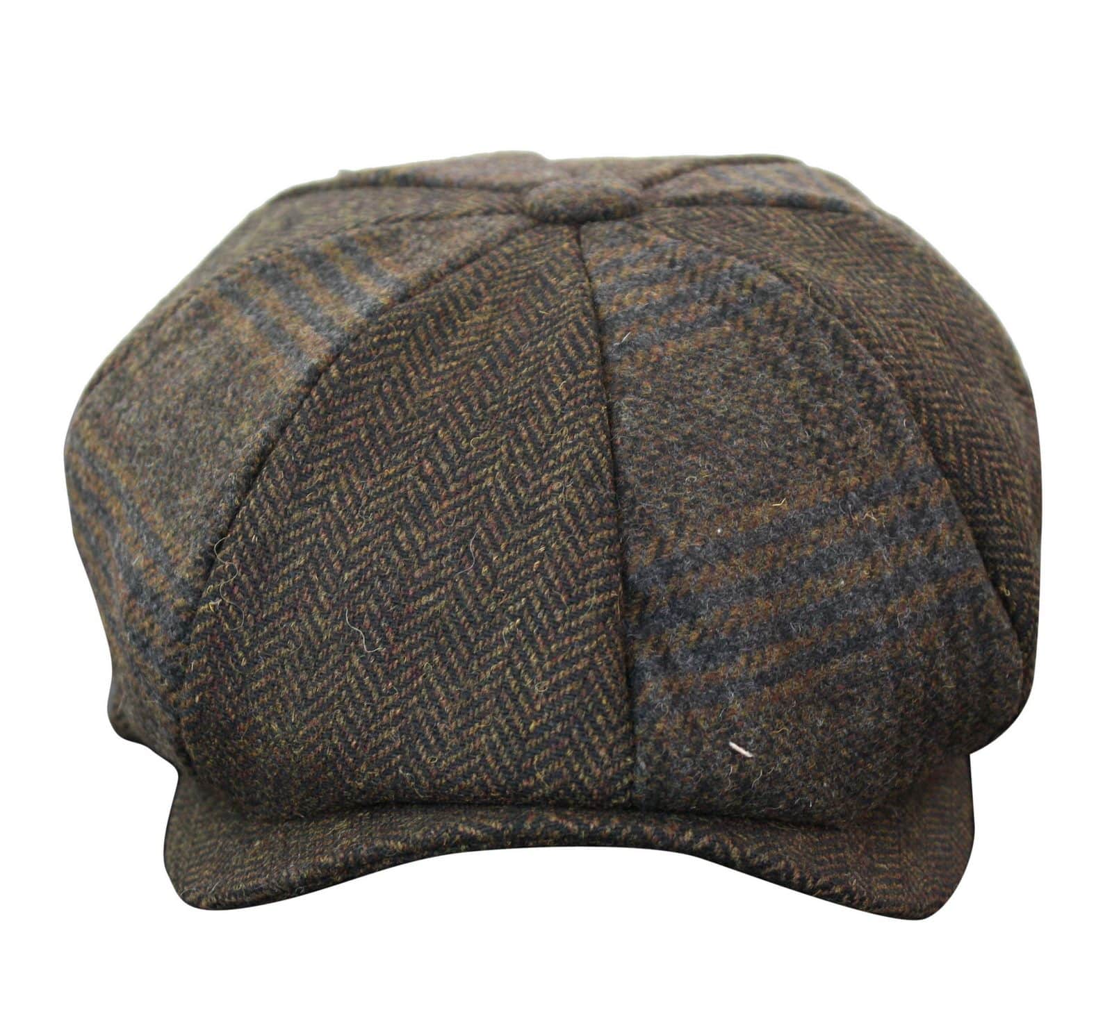 HT6325 - Gorra Newsboy de 8 paneles para hombre, de mezcla de tweed y espiga a cuadros