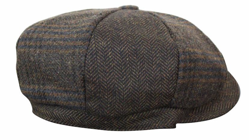 HT6325 - Gorra Newsboy de 8 paneles para hombre, de mezcla de tweed y espiga a cuadros