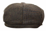 HT6325 - Gorra Newsboy de 8 paneles para hombre, de mezcla de tweed y espiga a cuadros