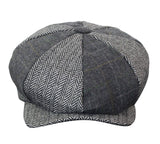 HT6325 - Gorra Newsboy de 8 paneles para hombre, de mezcla de tweed y espiga a cuadros