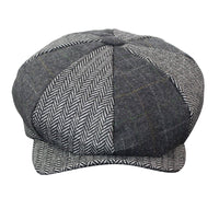 HT6325 - Gorra Newsboy de 8 paneles para hombre, de mezcla de tweed y espiga a cuadros