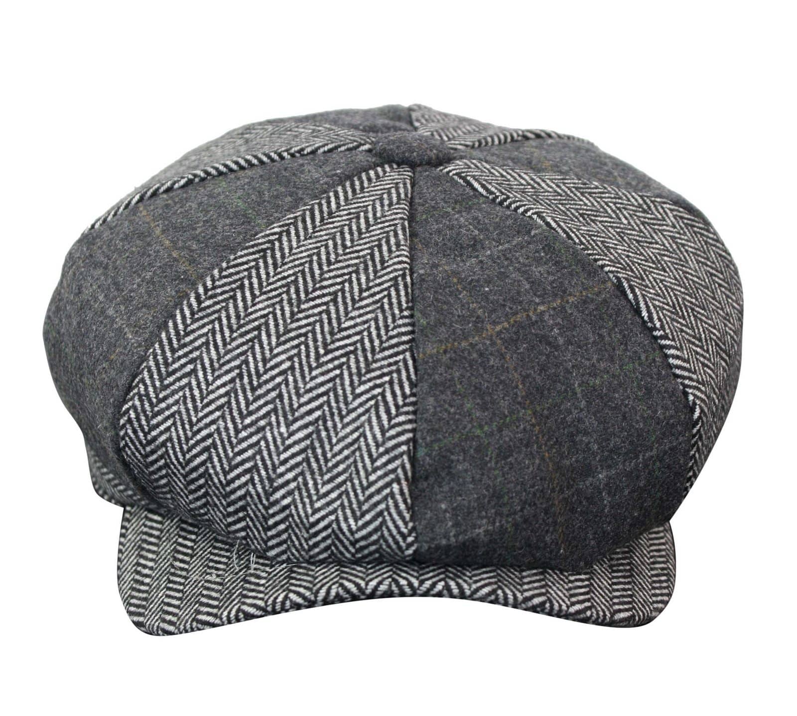 HT6325 - Gorra Newsboy de 8 paneles para hombre, de mezcla de tweed y espiga a cuadros