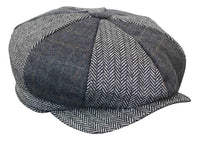 HT6325 - Gorra Newsboy de 8 paneles para hombre, de mezcla de tweed y espiga a cuadros