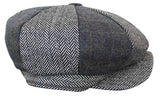 HT6325 - Gorra Newsboy de 8 paneles para hombre, de mezcla de tweed y espiga a cuadros