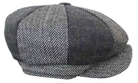HT6325 - Gorra Newsboy de 8 paneles para hombre, de mezcla de tweed y espiga a cuadros