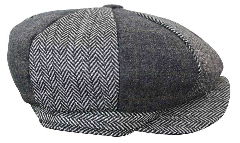 HT6325 - Gorra Newsboy de 8 paneles para hombre, de mezcla de tweed y espiga a cuadros