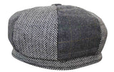 HT6325 - Gorra Newsboy de 8 paneles para hombre, de mezcla de tweed y espiga a cuadros