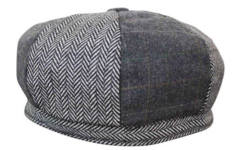 HT6325 - Gorra Newsboy de 8 paneles para hombre, de mezcla de tweed y espiga a cuadros