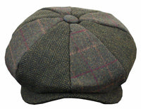 HT6325 - Gorra Newsboy de 8 paneles para hombre, de mezcla de tweed y espiga a cuadros