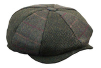 HT6325 - Gorra Newsboy de 8 paneles para hombre, de mezcla de tweed y espiga a cuadros
