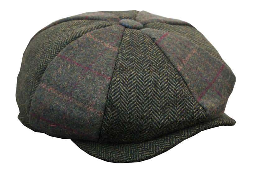 HT6325 - Gorra Newsboy de 8 paneles para hombre, de mezcla de tweed y espiga a cuadros