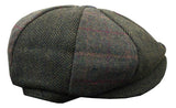 HT6325 - Gorra Newsboy de 8 paneles para hombre, de mezcla de tweed y espiga a cuadros