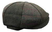 HT6325 - Gorra Newsboy de 8 paneles para hombre, de mezcla de tweed y espiga a cuadros