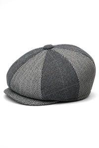 HT6325 - Gorra Newsboy de 8 paneles para hombre, de mezcla de tweed y espiga a cuadros