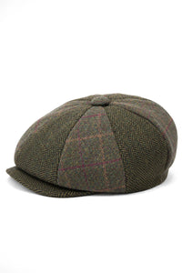 HT6325 - Gorra Newsboy de 8 paneles para hombre, de mezcla de tweed y espiga a cuadros
