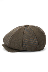 HT6325 - Gorra Newsboy de 8 paneles para hombre, de mezcla de tweed y espiga a cuadros